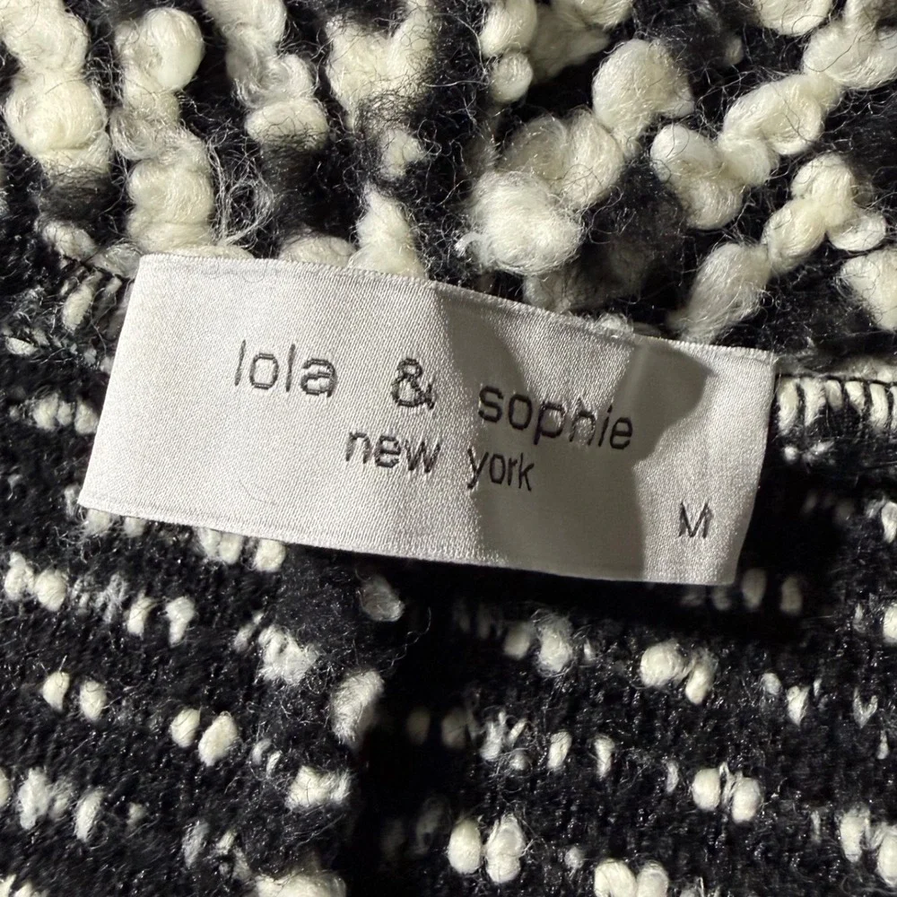 Lola and Sophie Blazer Black White Medium Viscose Boucle‎ Career Wear
